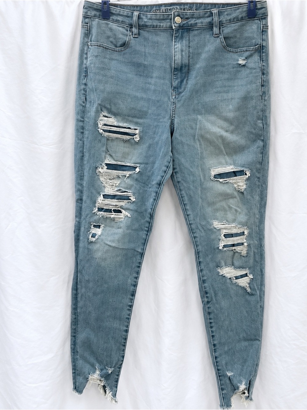 American Eagle Outfitters Faded Light Blue Ripped Skinny Jeans